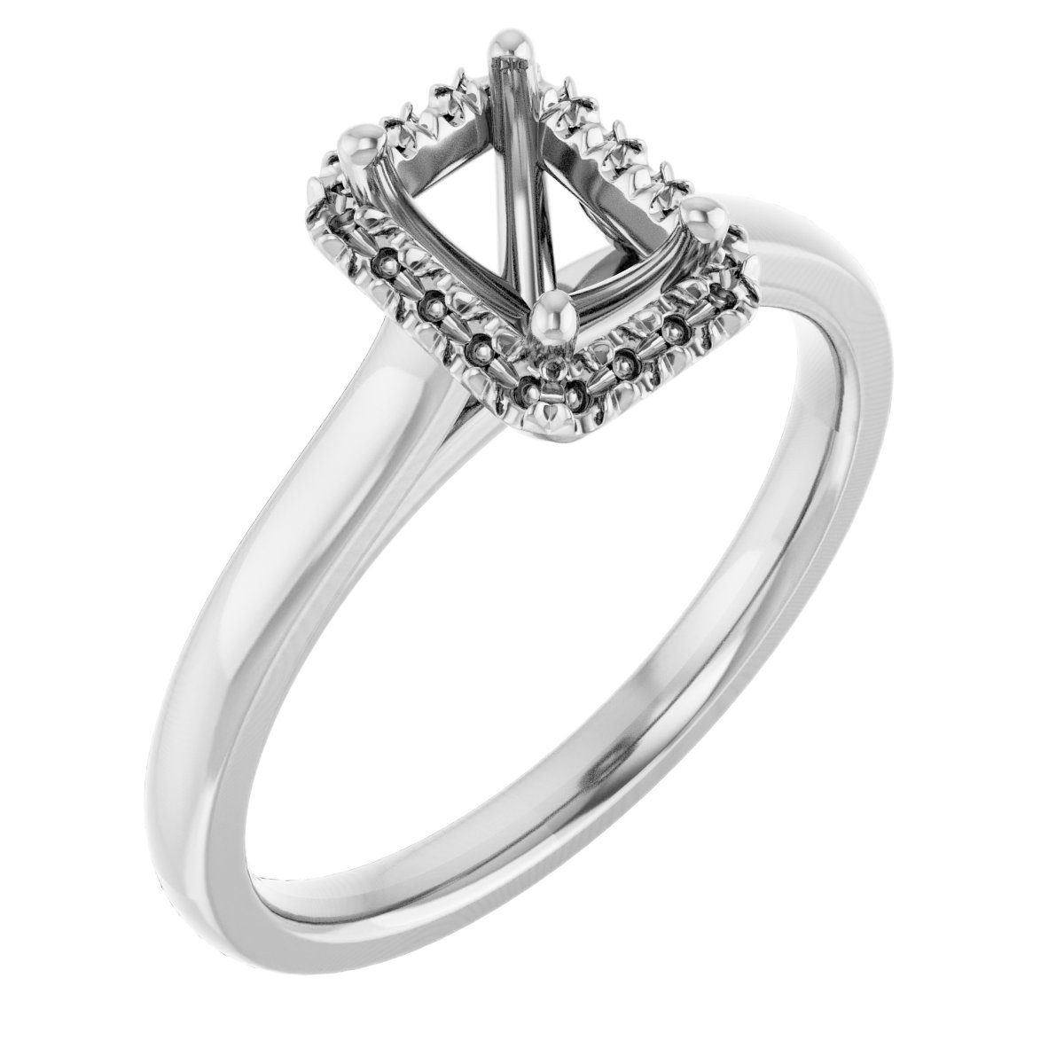 French-Set Halo-Style Engagement Ring