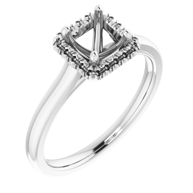French-Set Halo-Style Engagement Ring