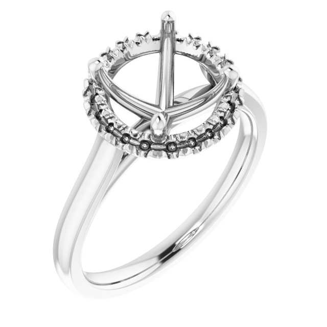 French-Set Halo-Style Engagement Ring