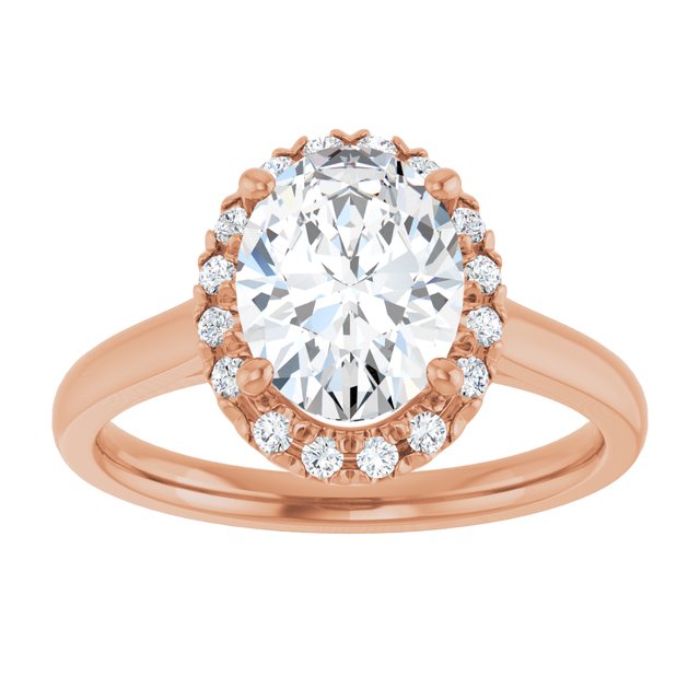 14 K Rose Gold Halo Engagement Ring - Image 3