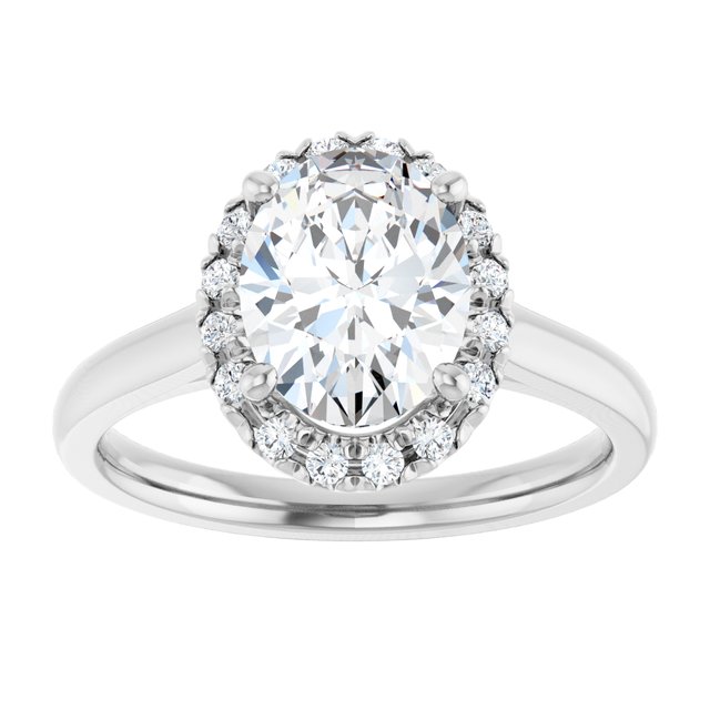 14 K White Gold Halo Engagement Ring - Image 3