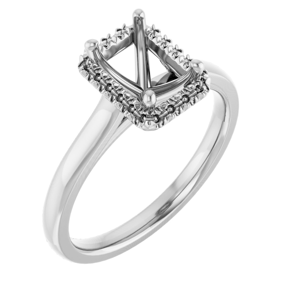 French-Set Halo-Style Engagement Ring