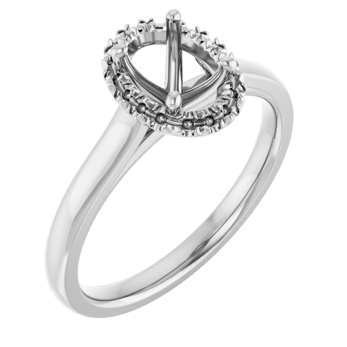 French-Set Halo-Style Engagement Ring