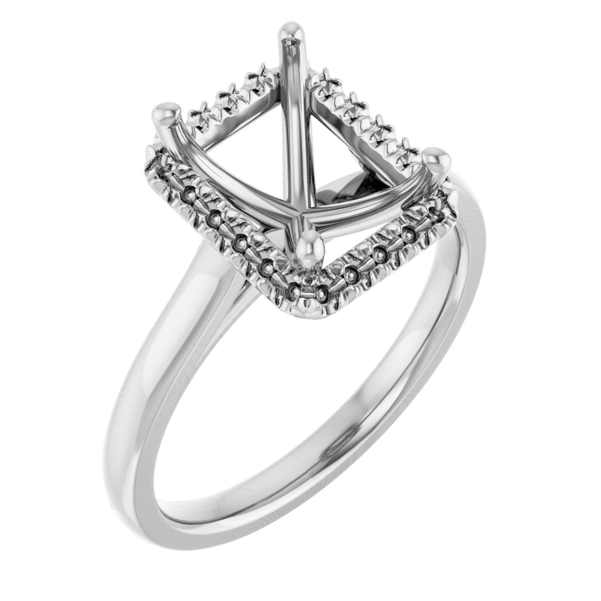 French-Set Halo-Style Engagement Ring