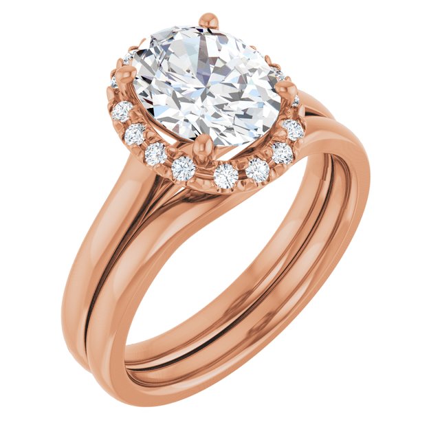 14 K Rose Gold Halo Engagement Ring - Image 6