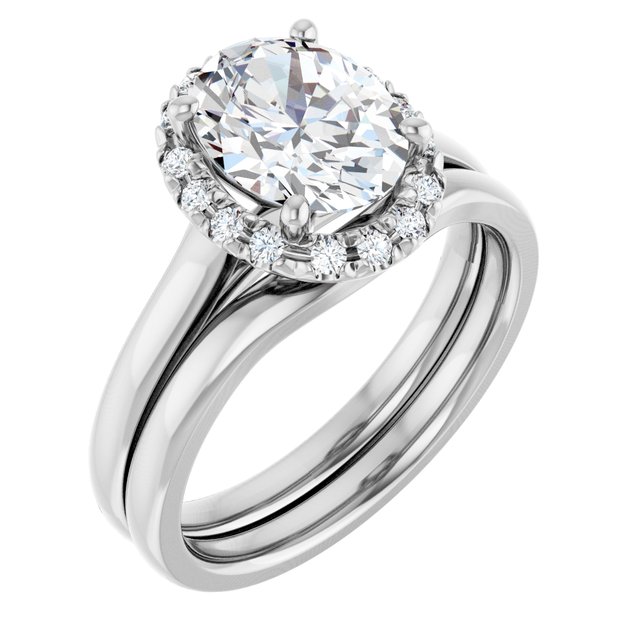 14 K White Gold Halo Engagement Ring - Image 6