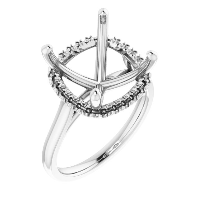 French-Set Halo-Style Engagement Ring