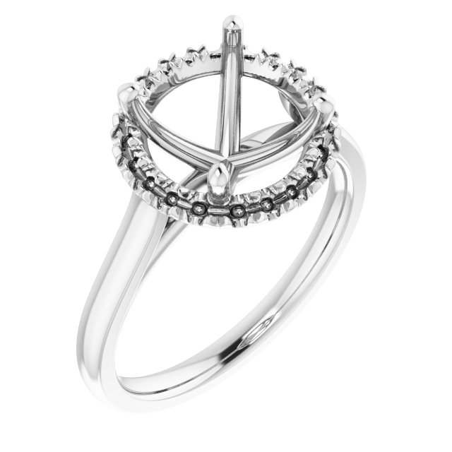 French-Set Halo-Style Engagement Ring