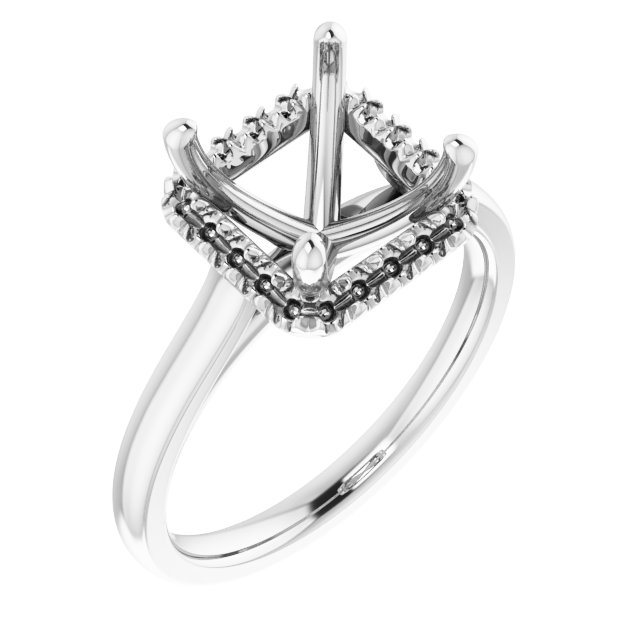 French-Set Halo-Style Engagement Ring