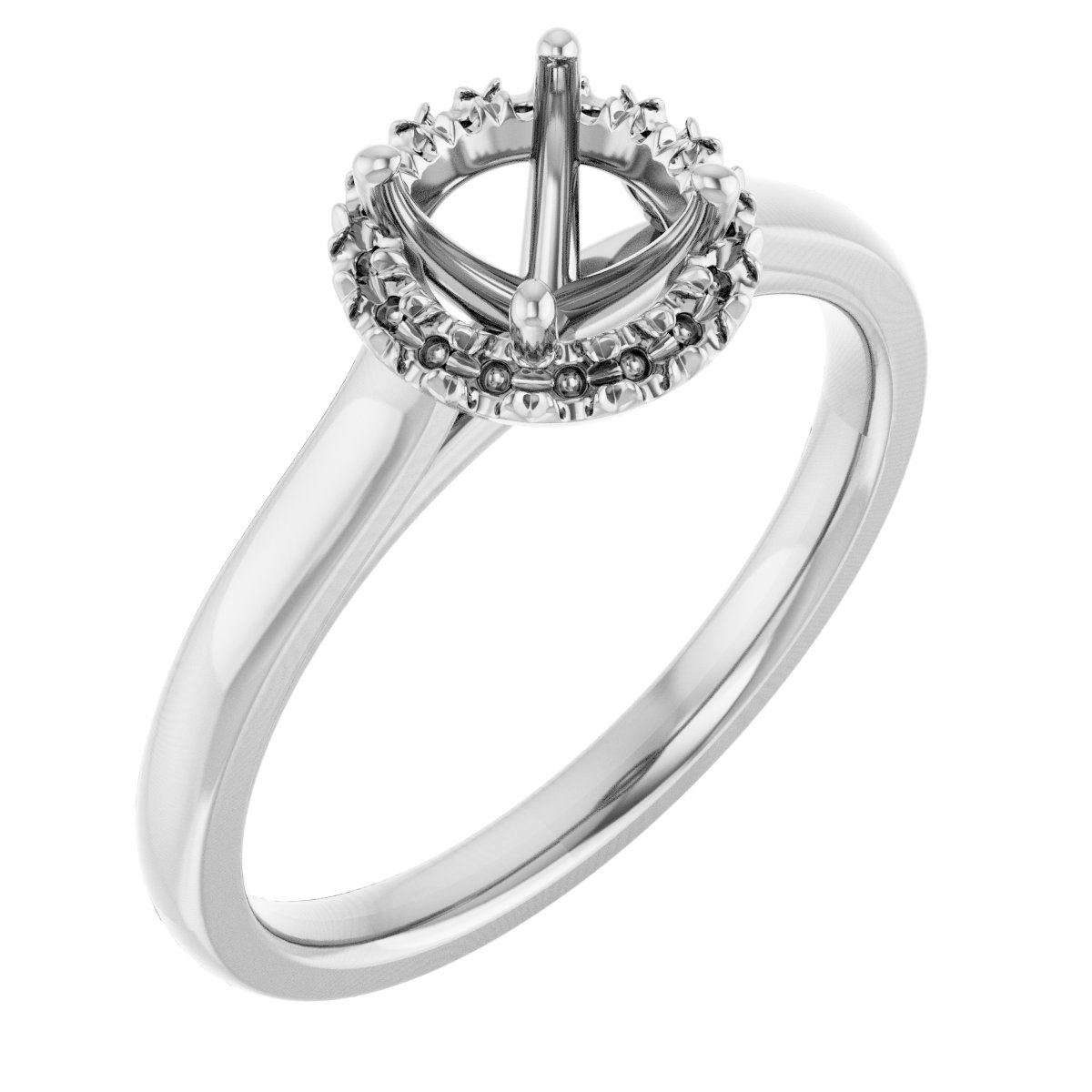 French-Set Halo-Style Engagement Ring