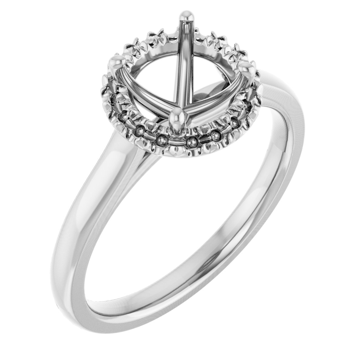 French-Set Halo-Style Engagement Ring
