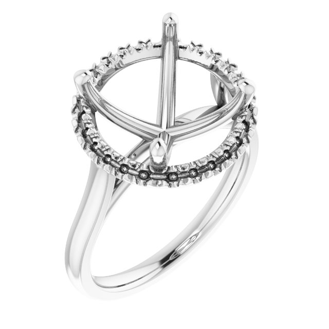 French-Set Halo-Style Engagement Ring