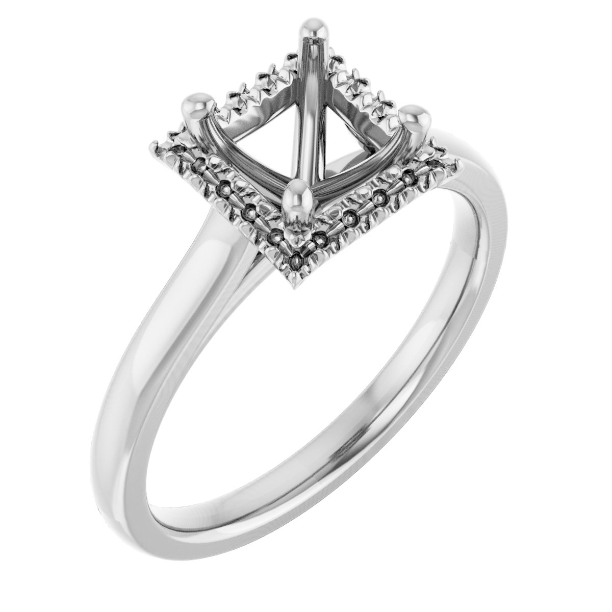 French-Set Halo-Style Engagement Ring
