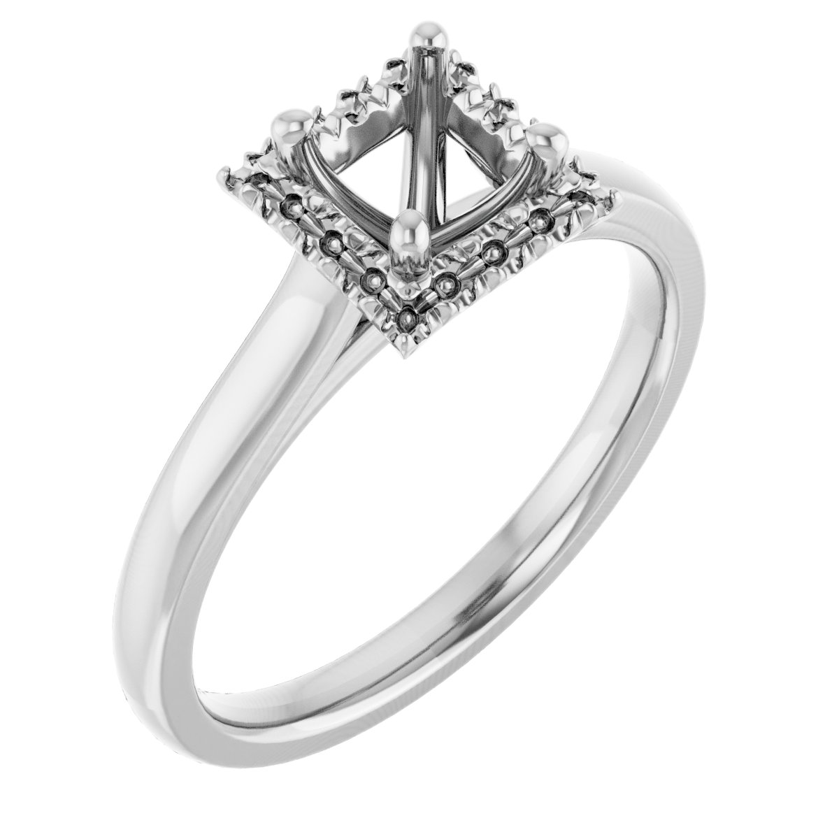 French-Set Halo-Style Engagement Ring