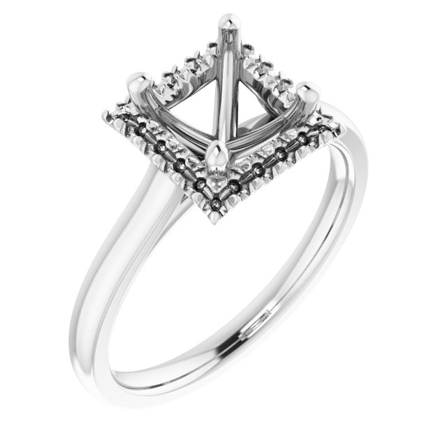 French-Set Halo-Style Engagement Ring
