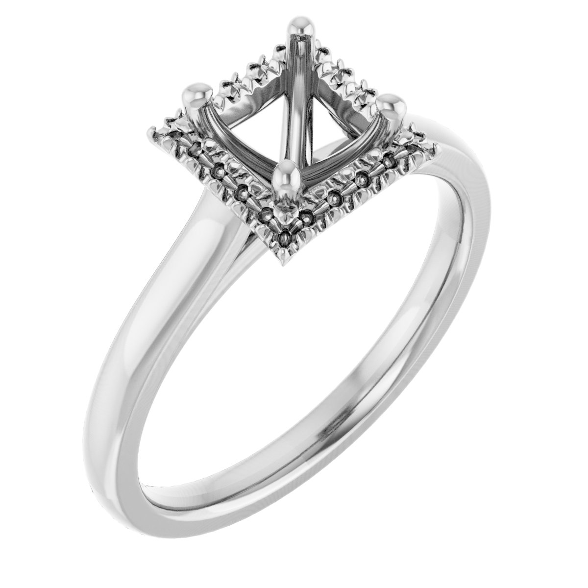 French-Set Halo-Style Engagement Ring