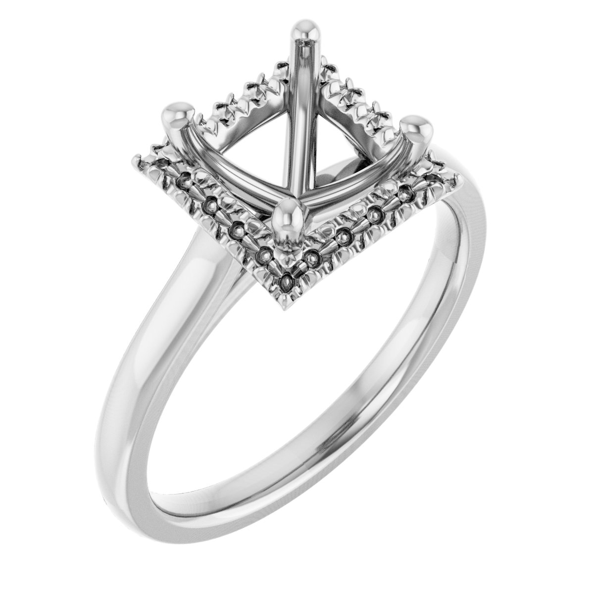 French-Set Halo-Style Engagement Ring