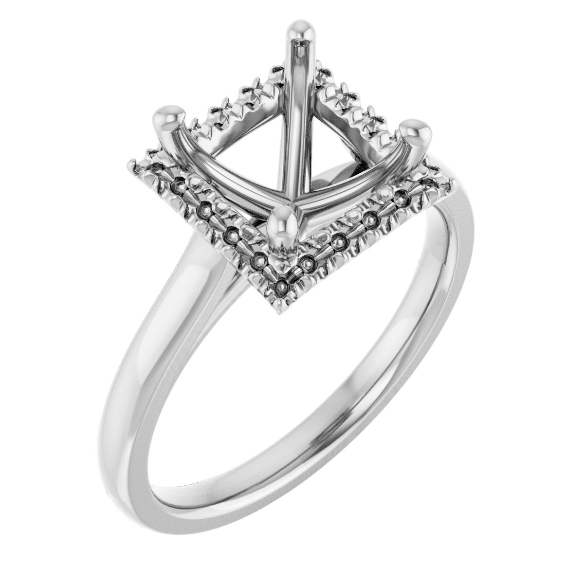 French-Set Halo-Style Engagement Ring