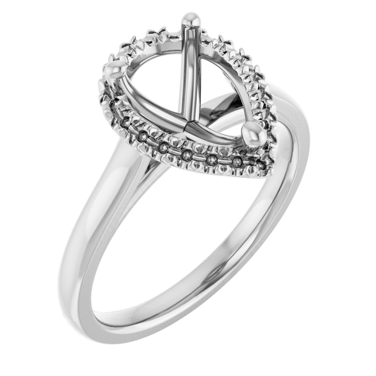 French-Set Halo-Style Engagement Ring