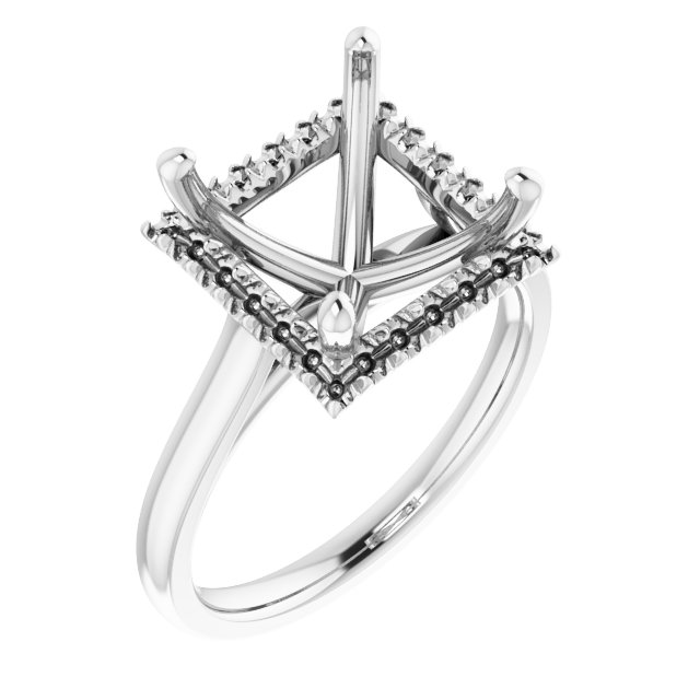 French-Set Halo-Style Engagement Ring