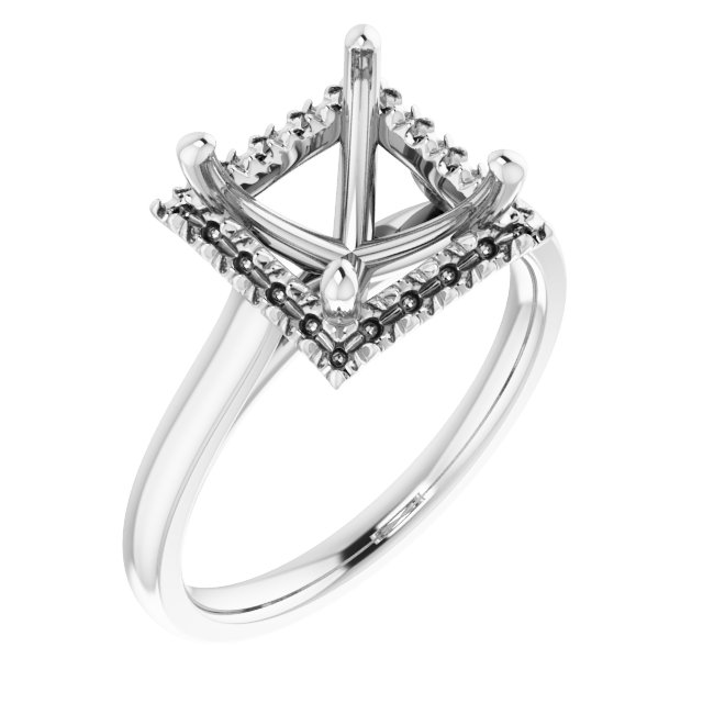 French-Set Halo-Style Engagement Ring