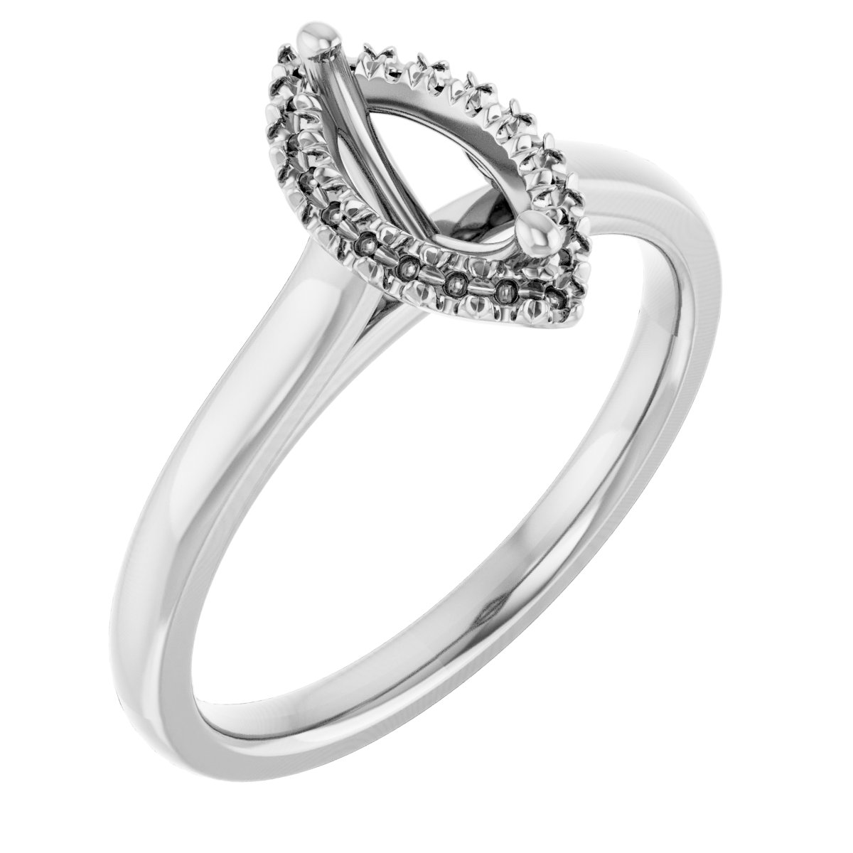 French-Set Halo-Style Engagement Ring