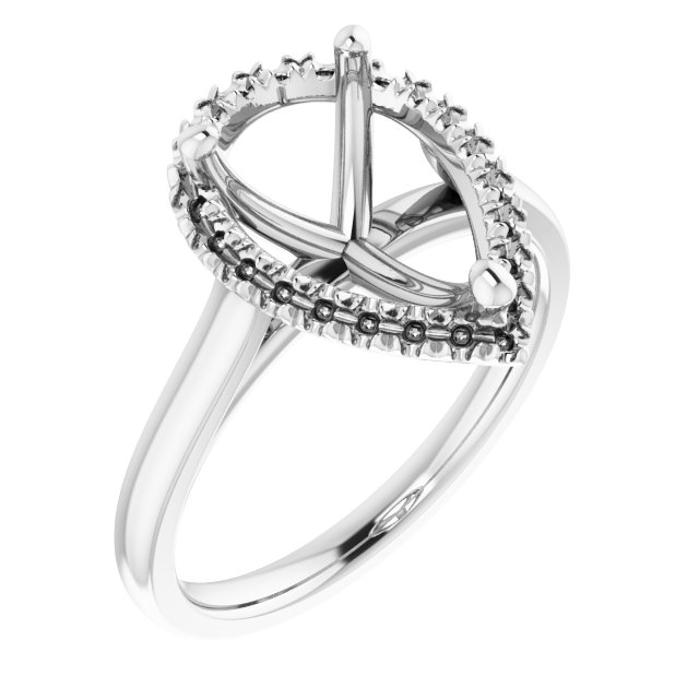 French-Set Halo-Style Engagement Ring