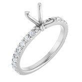 14K White 7x5 mm Emerald 1/3 CTW Lab-Grown Diamond Semi-Set French-Set Engagement Ring