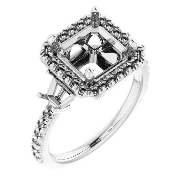 French-Set Halo-Style Engagement Ring or Band
