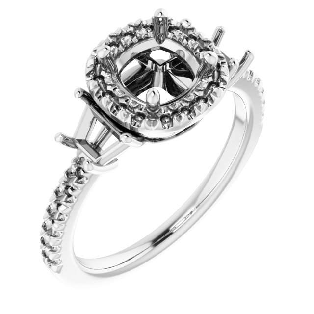 French-Set Halo-Style Engagement Ring or Band