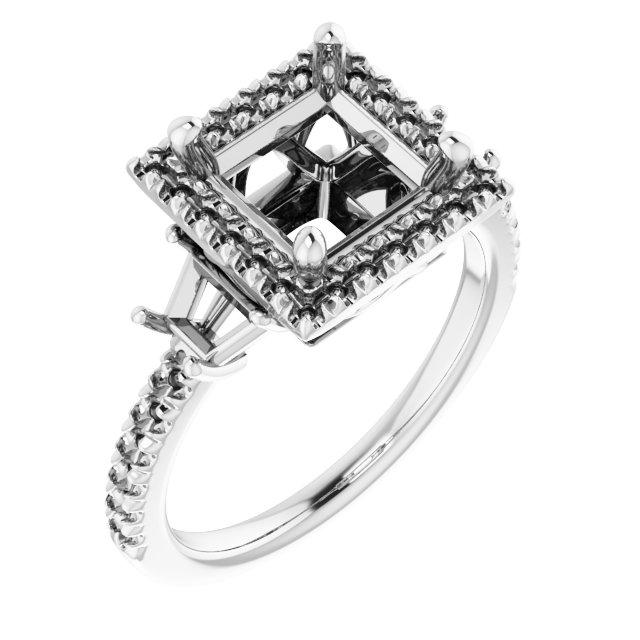 French-Set Halo-Style Engagement Ring or Band