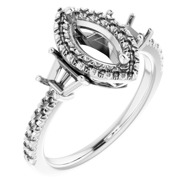 French-Set Halo-Style Engagement Ring or Band