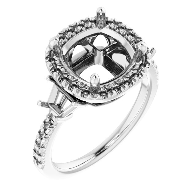 French-Set Halo-Style Engagement Ring or Band