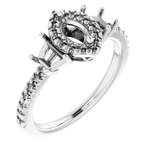 French-Set Halo-Style Engagement Ring or Band