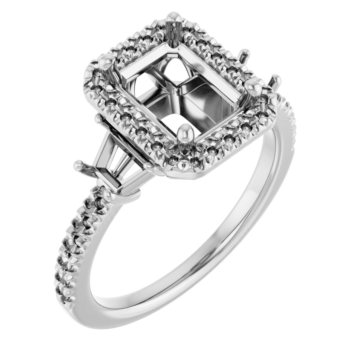 French-Set Halo-Style Engagement Ring or Band