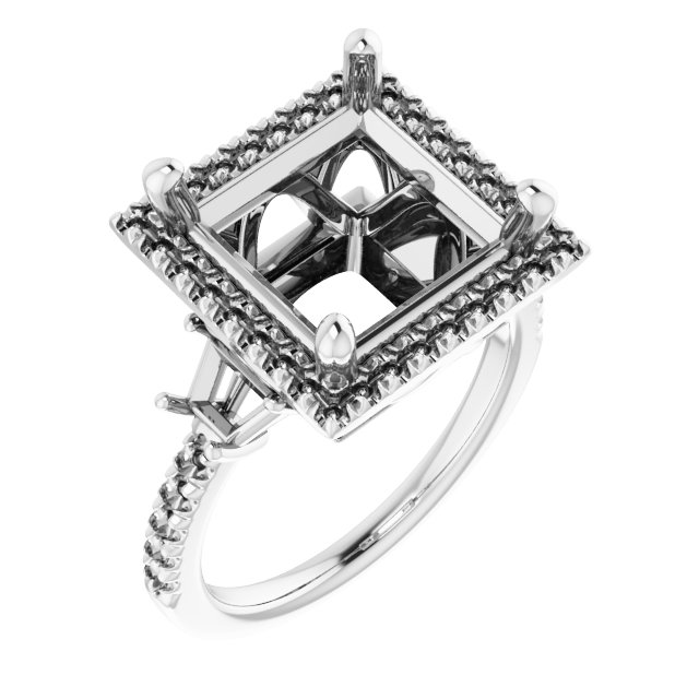 French-Set Halo-Style Engagement Ring or Band