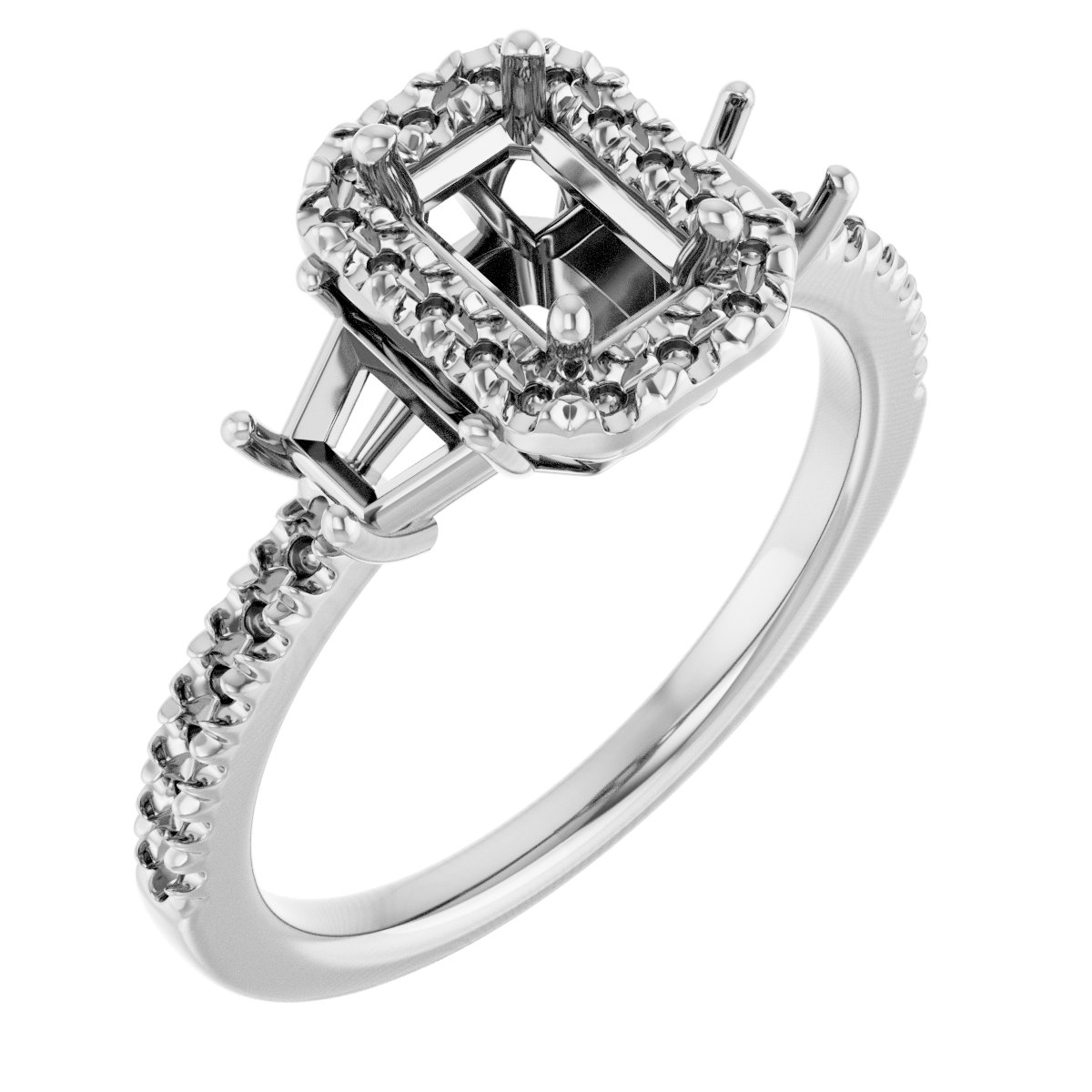 French-Set Halo-Style Engagement Ring or Band