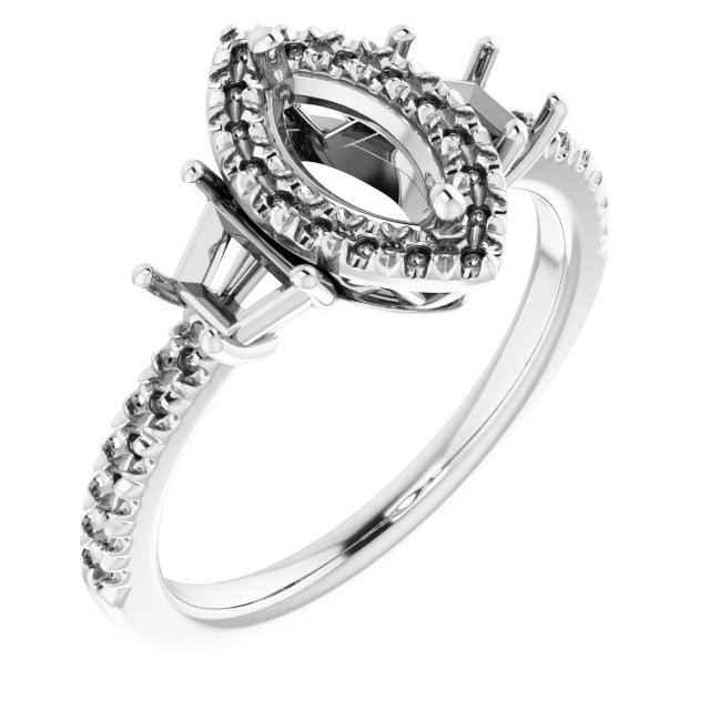 French-Set Halo-Style Engagement Ring or Band