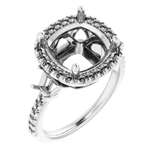 French-Set Halo-Style Engagement Ring or Band