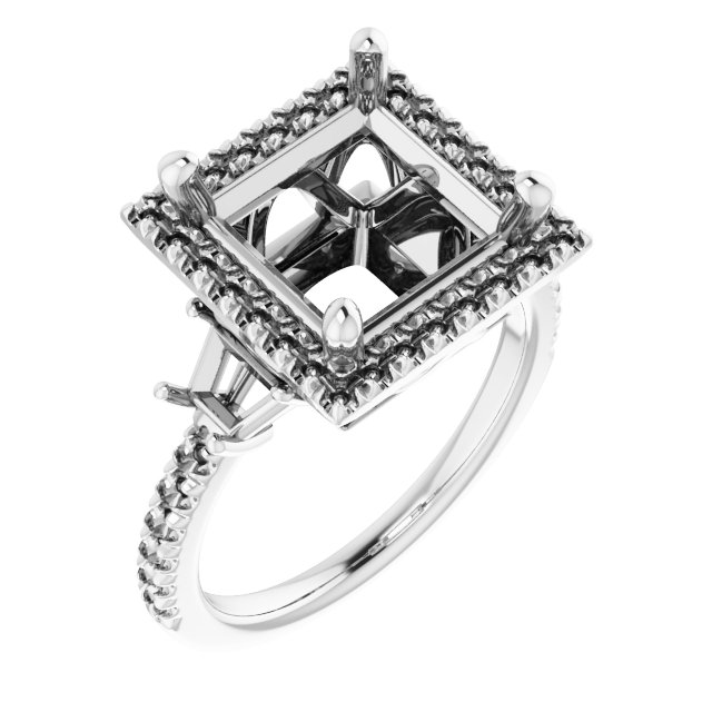 French-Set Halo-Style Engagement Ring or Band