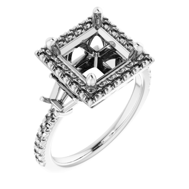 French-Set Halo-Style Engagement Ring or Band