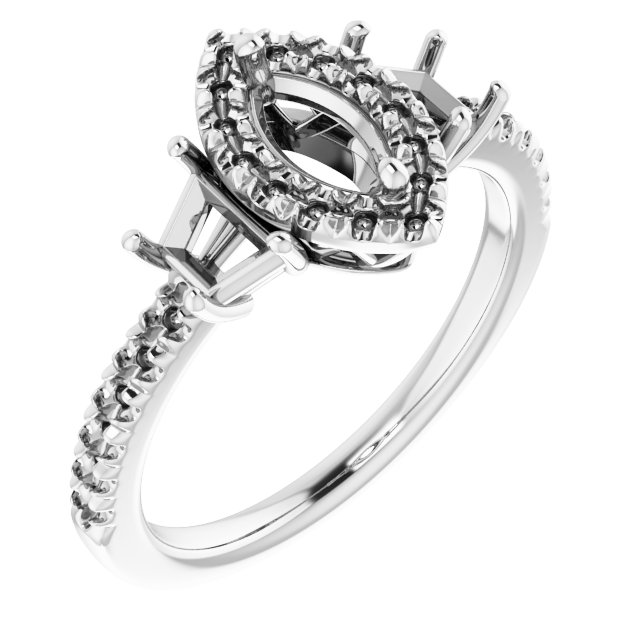 French-Set Halo-Style Engagement Ring or Band