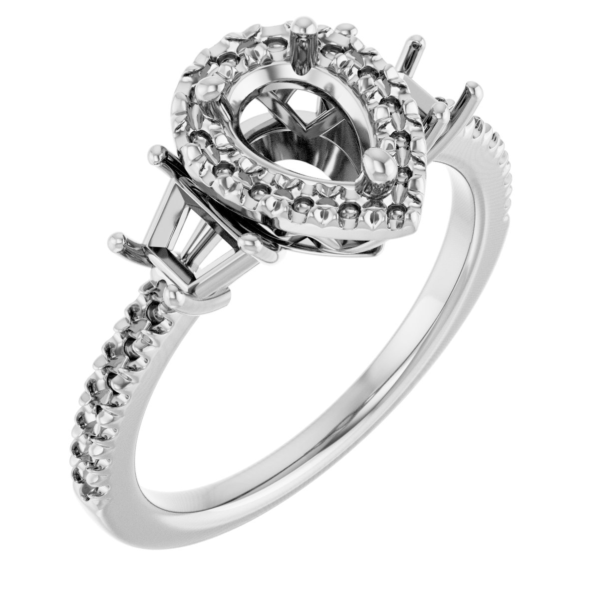 French-Set Halo-Style Engagement Ring or Band