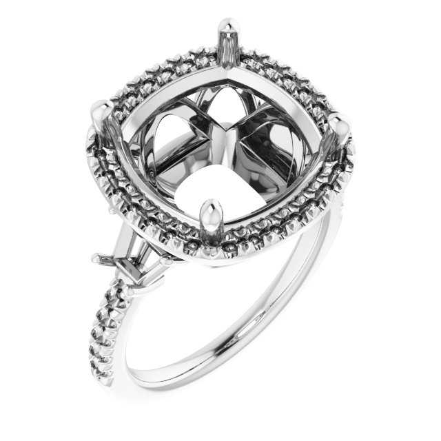 French-Set Halo-Style Engagement Ring or Band