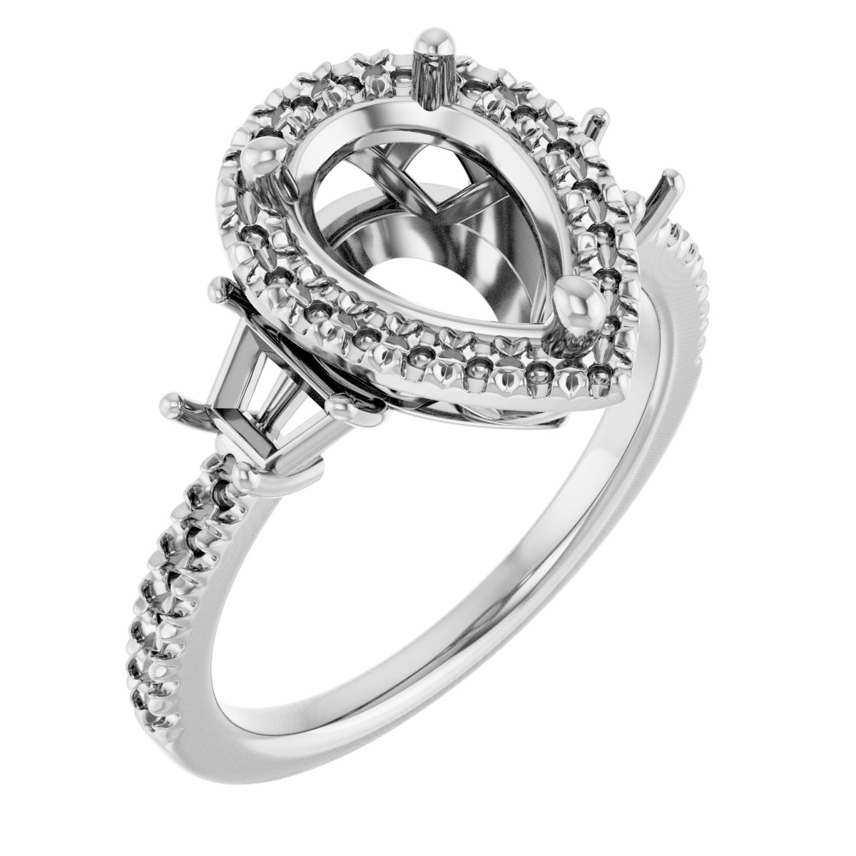 French-Set Halo-Style Engagement Ring or Band