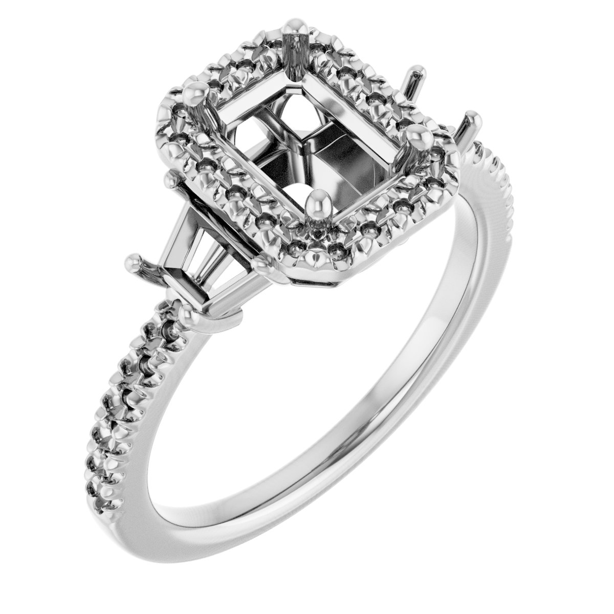 French-Set Halo-Style Engagement Ring or Band