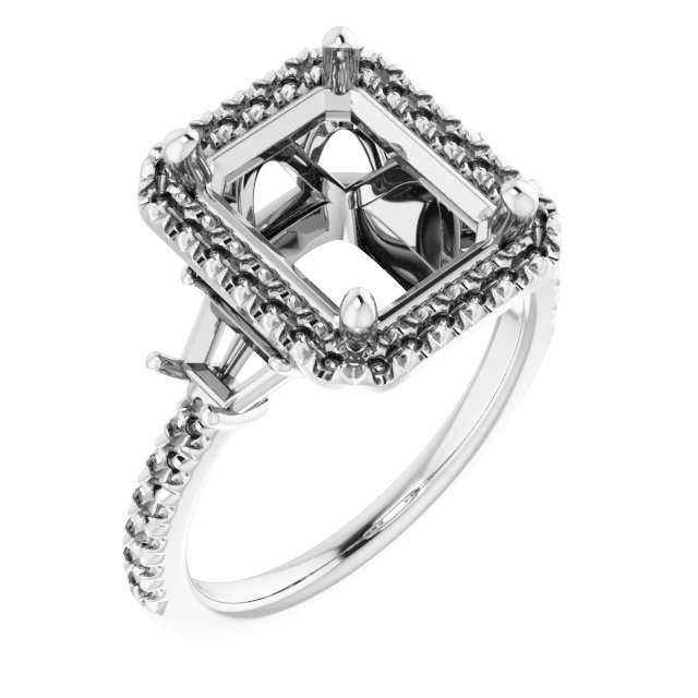 French-Set Halo-Style Engagement Ring or Band