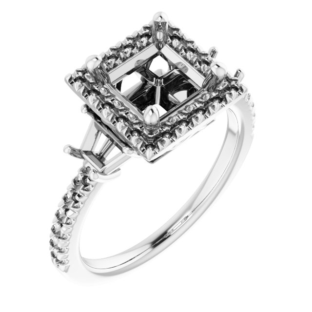 French-Set Halo-Style Engagement Ring or Band