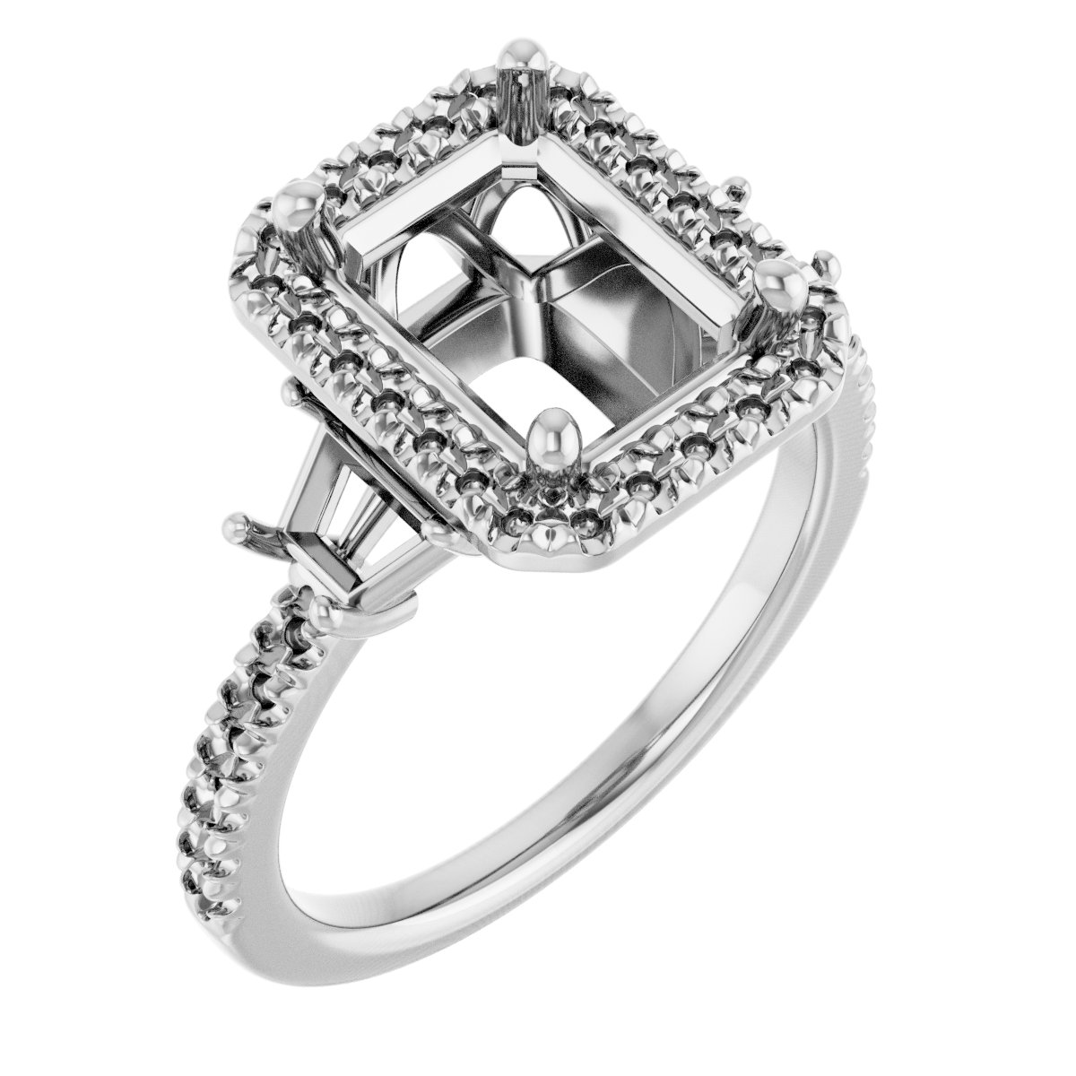 French-Set Halo-Style Engagement Ring or Band