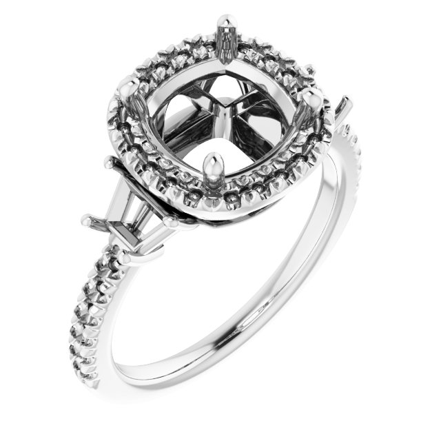 French-Set Halo-Style Engagement Ring or Band